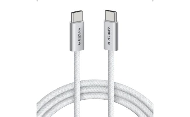 Anker Zolo 240W USB Type-C to USB Type-C Cable, Braided and Dirt-Free Type C Fast Charging 1.5m Cable - White